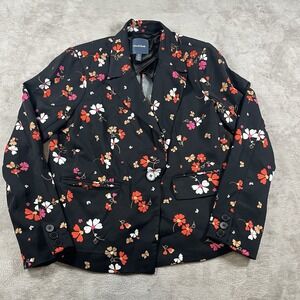 ModCloth Black Floral Blazer with Red, White & Pink Flowers